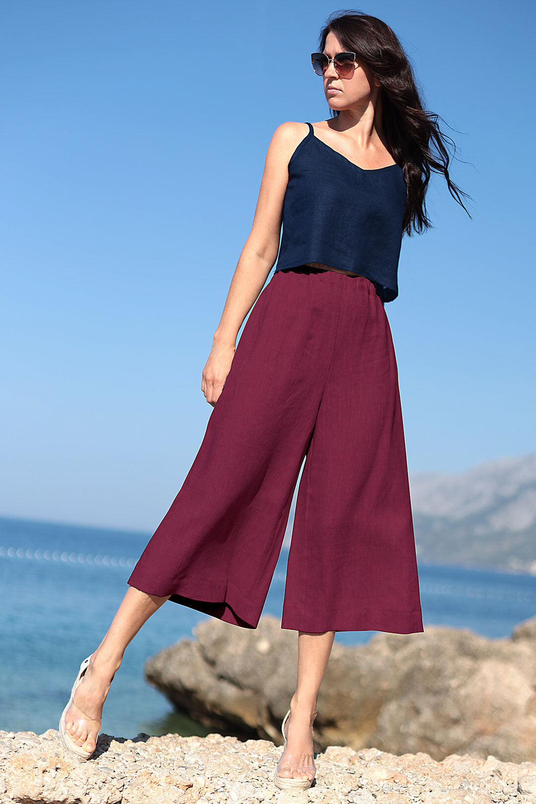 Ľanové 3/4 nohavice