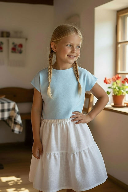 Dievčenská ľanová sukňa Lotika ušitá v ČR
