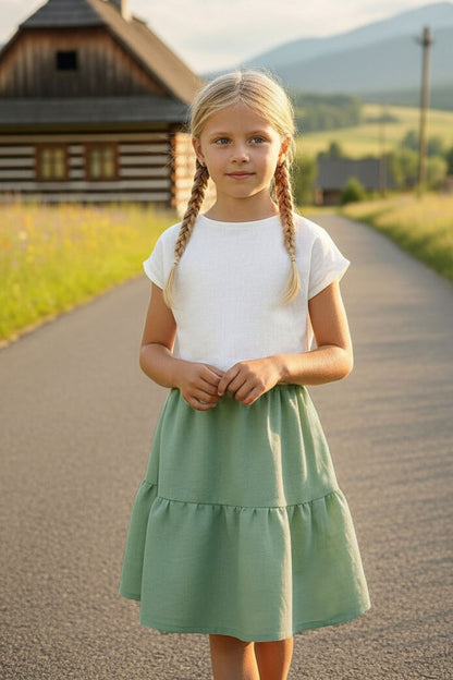 Dievčenská ľanová sukňa Lotika ušitá v ČR