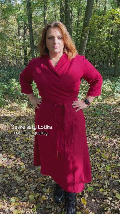 Ľanové zavinovacie maxi šaty Lotika