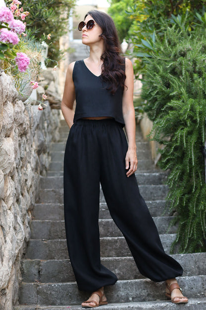 Univerzálne ľanové nohavice 2v1 - ušité v česku